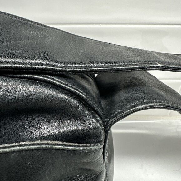 Women's PERLINA New York Black Leather Handbag Purse - Picture 7 of 16